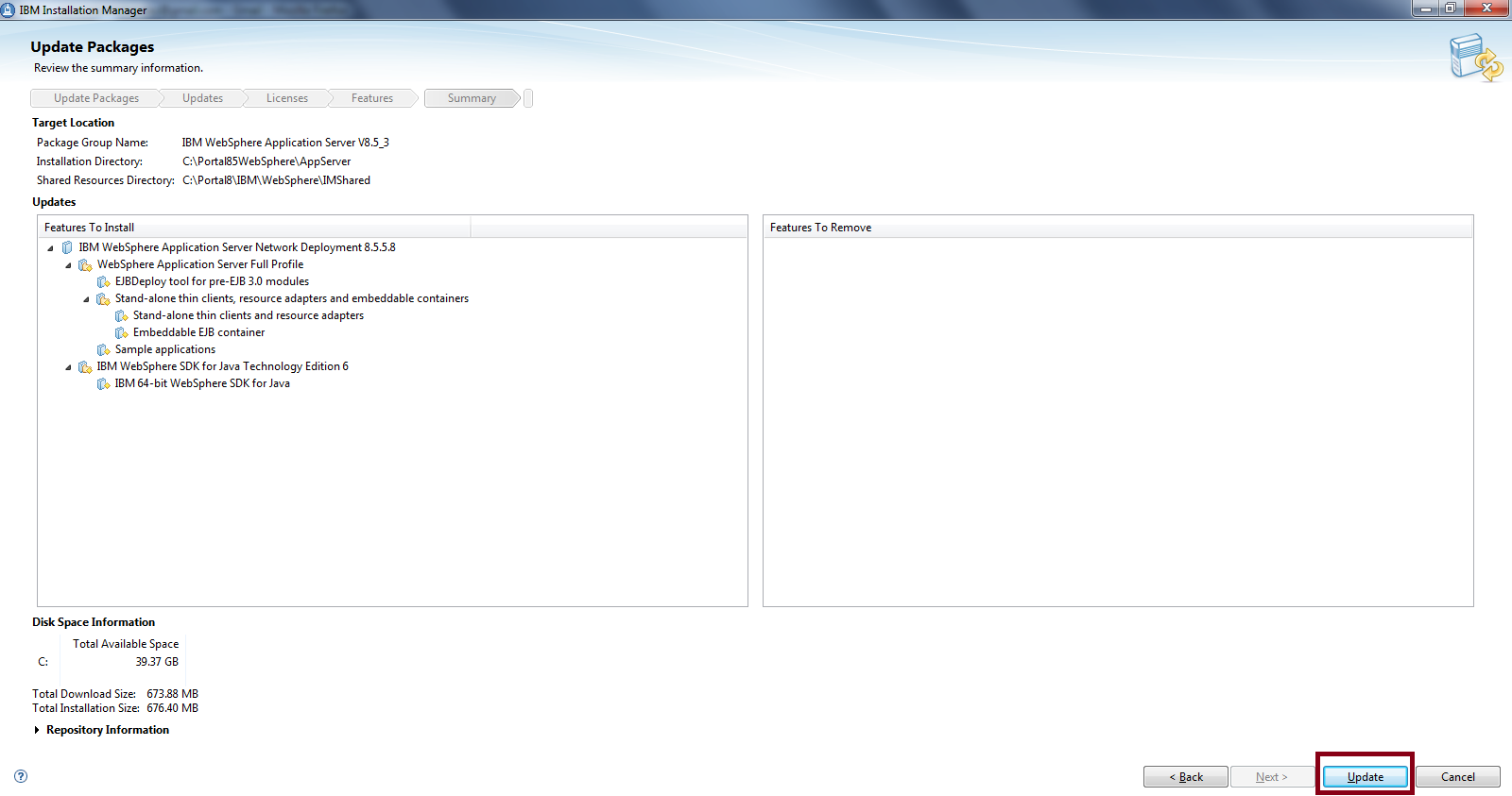 Websphere Application Server v8.5.5 Fix pack 8 update