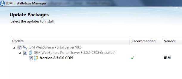 Websphere Portal server v8.5 CF09 Update