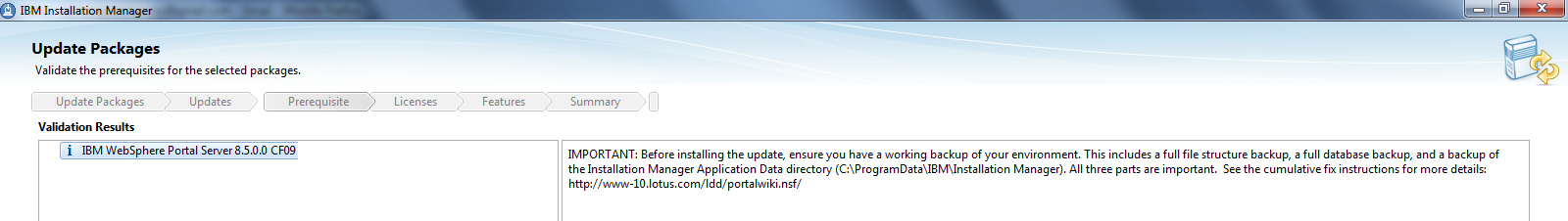 Websphere Portal server v8.5 CF09 Update