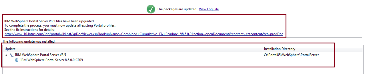 Websphere Portal server v8.5 CF09 Update