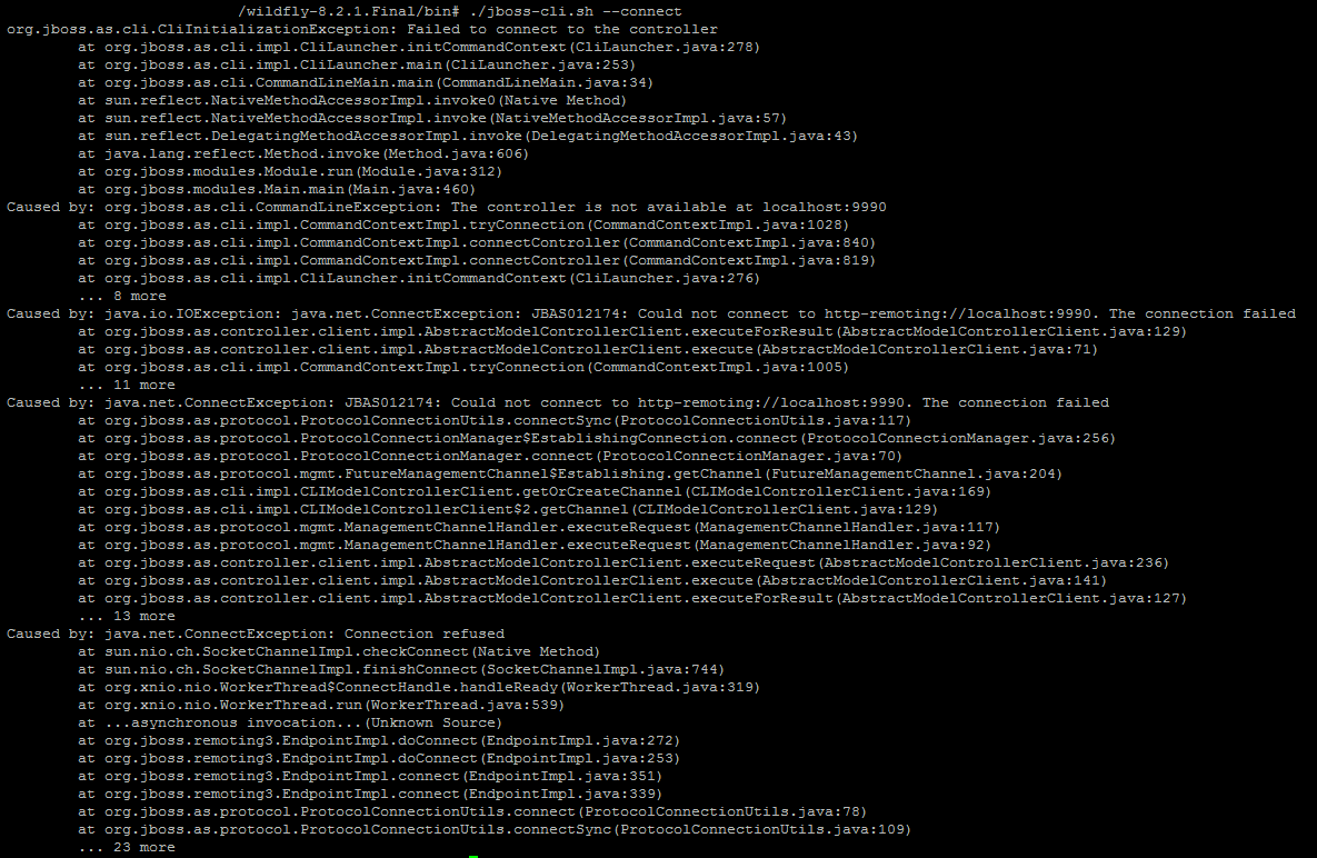 JBAS012144 The controller is not available at localhost:9999