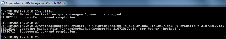 IIB mqsibackupbroker command