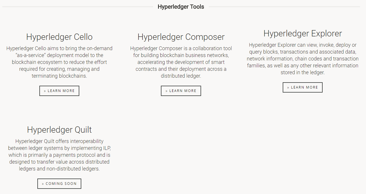 Hyperledger Frameworks Tools